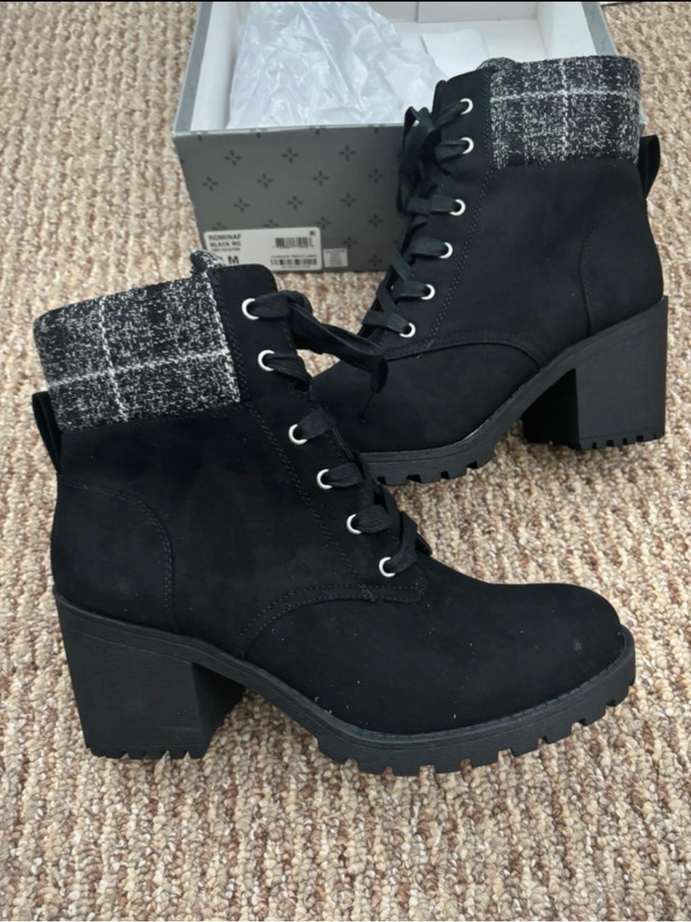 Sun + Stone Romina Zipper Combat & Lace-up Boots Black US 8 M